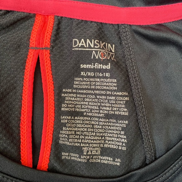 Danskin Now Semi-Fitted Grey Workout T-Shirt - Women's X Large (16-18) - Picture 4 of 9